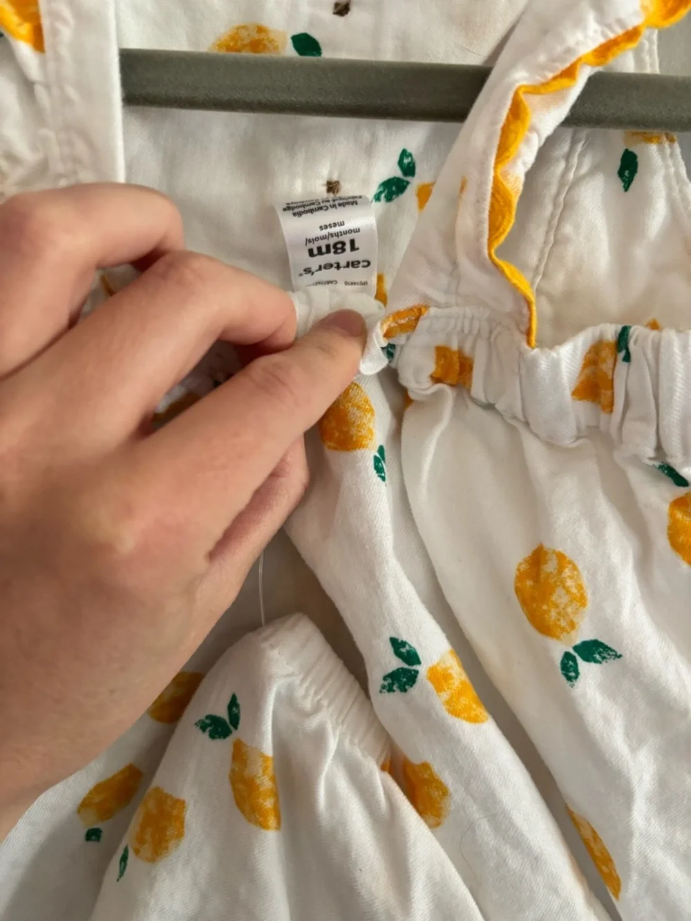 White & Yellow Lemon Print Baby Dress Romper (Carters 18 months)